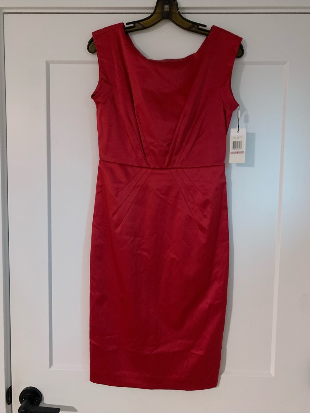 Calvin Klein Classic Red Satin Dress - Women's Sleeveless Cocktail Dress, size 6